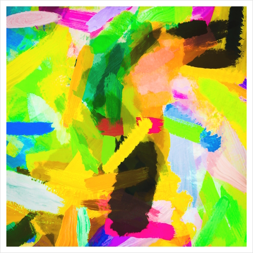psychedelic splash painting texture abstract in green yellow pink blue Art Print by Timmy333
