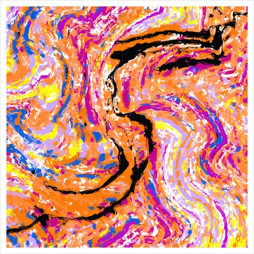 splash painting abstract in pink orange yellow blue and black Art Print by Timmy333