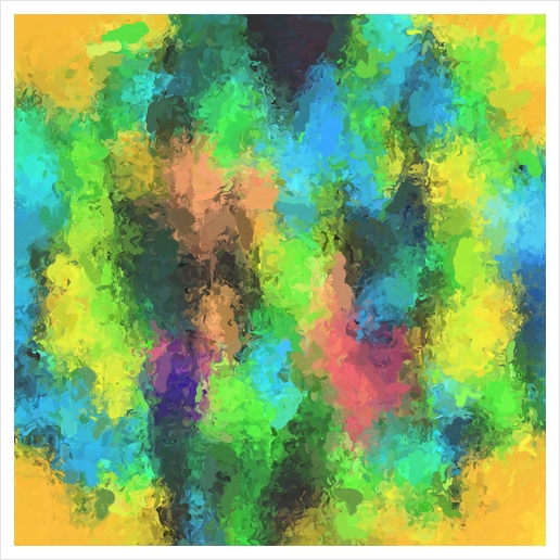 psychedelic graffiti painting abstract in yellow green pink blue Art Print by Timmy333