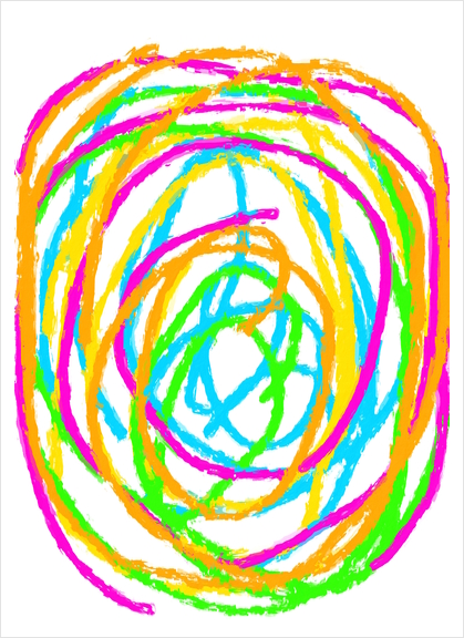 graffiti circle drawing abstract in pink blue green orange yellow Art Print by Timmy333