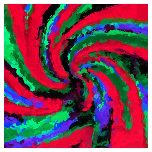 psychedelic graffiti splash painting abstract in red green blue Art Print by Timmy333