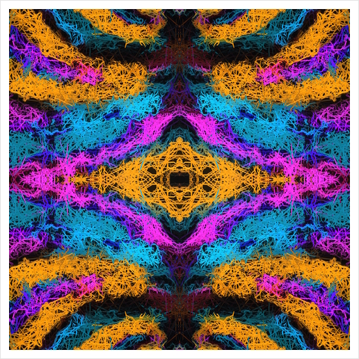 psychedelic graffiti geometric drawing abstract in pink orange blue Art Print by Timmy333