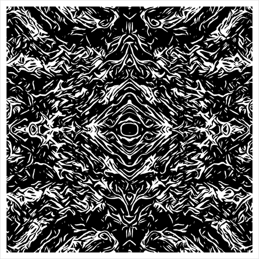 psychedelic graffiti symmetry art abstract in black and white Art Print by Timmy333
