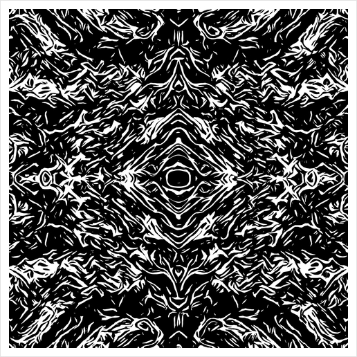 psychedelic graffiti symmetry art abstract in black and white Art Print by Timmy333