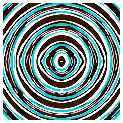 psychedelic geometric graffiti circle pattern abstract in blue black and white Art Print by Timmy333