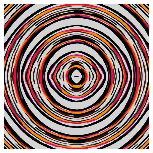 psychedelic geometric graffiti circle pattern abstract in red orange pink black Art Print by Timmy333