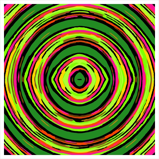 psychedelic graffiti circle pattern abstract in green pink and yellow Art Print by Timmy333