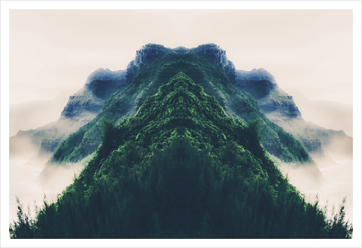 beautiful green mountain in the foggy day Art Print by Timmy333