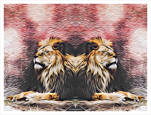 lions sleeping with red background Art Print by Timmy333
