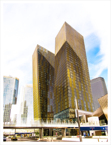 twin yellow buildings at Las Vegas, USA Art Print by Timmy333