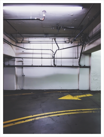 parking lot with the yellow arrow and tubes Art Print by Timmy333