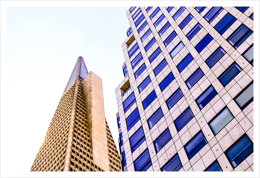 pyramid building and modern building at San Francisco, USA Art Print by Timmy333