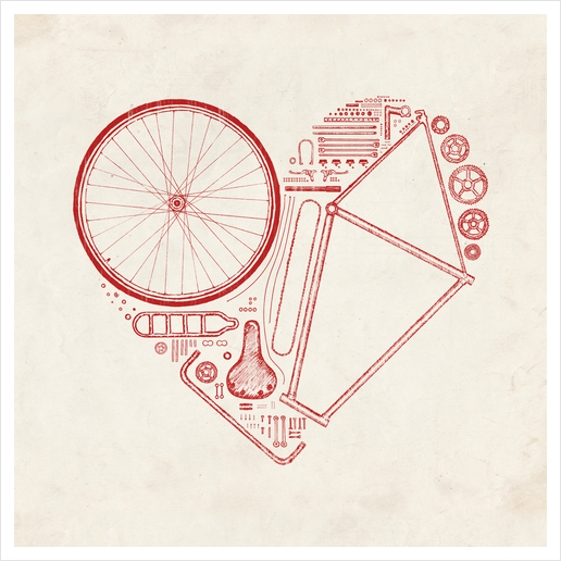 Love Bike (Red) Art Print by Florent Bodart - Speakerine