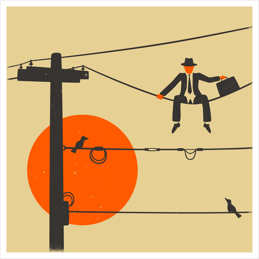 MAN ON A WIRE Art Print by Jazzberry Blue