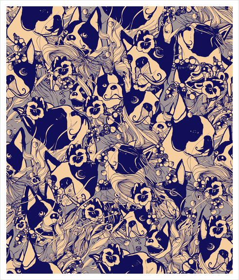 boston terriers blu Art Print by Giulioiurissevich