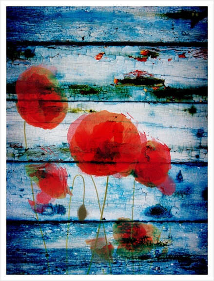 Poppies on Blue II Art Print by Irena Orlov