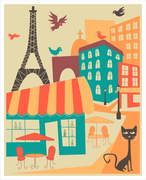 PARIS CAFE Art Print by Jazzberry Blue