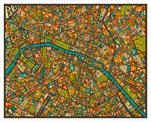PARIS STREET MAP Art Print by Jazzberry Blue