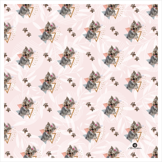 Pattern dog & triangles Art Print by mmartabc