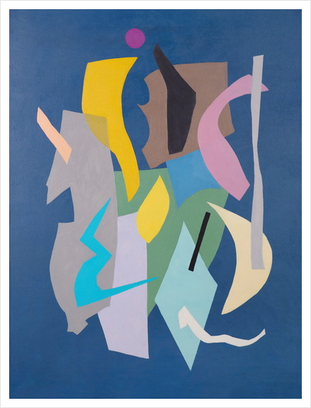 Dark blue composition with purple spot Art Print by Sana Kulic