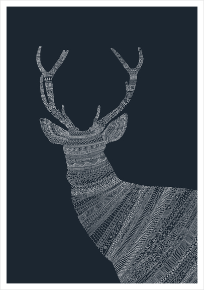 Stag (blue) Art Print by Florent Bodart - Speakerine