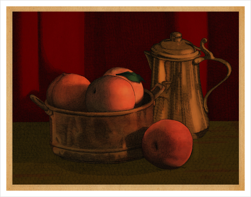 Still Life with Peaches Art Print by MegShearer