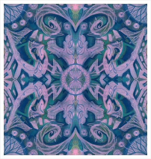 Summer Twilight, abstract floral pattern Art Print by Julia Khoroshikh