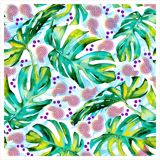 Tropical leaf and fruits Art Print by mmartabc