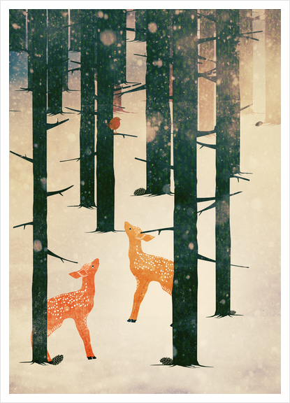Winter Deer Art Print by Sybille