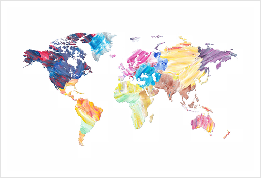 Abstract Colorful World Map Art Print by Art Design Works