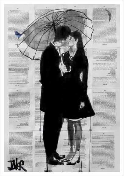 A LITTLE BIRD, A LITTLE MOON, A LITTLE LOVE Art Print by loui jover