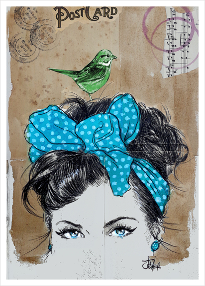 A LITTLE GREEN AND BLUE Art Print by loui jover