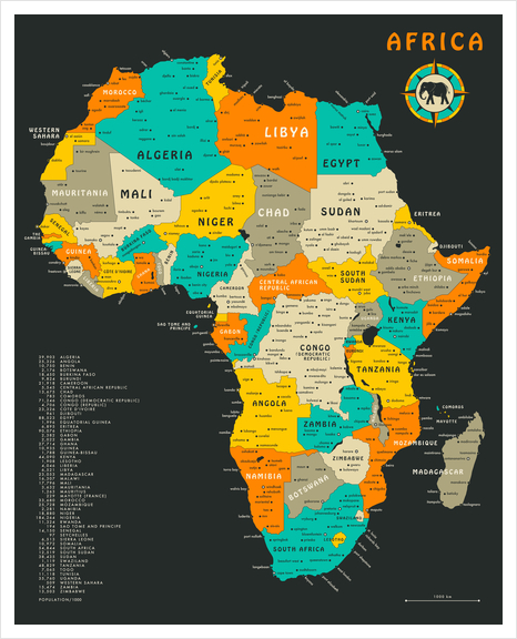 AFRICA MAP Art Print by Jazzberry Blue