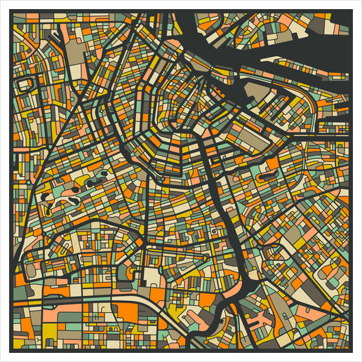 AMSTERDAM MAP 2 Art Print by Jazzberry Blue