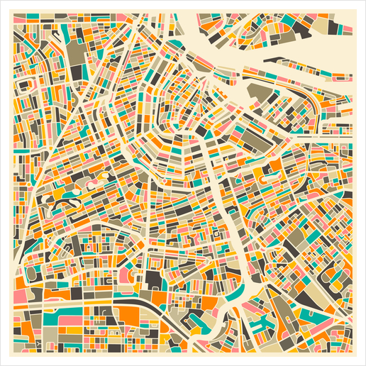 AMSTERDAM MAP 1 Art Print by Jazzberry Blue