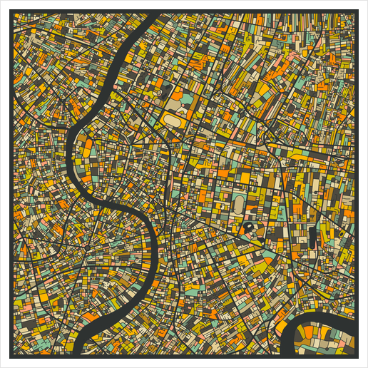 BANGKOK MAP 2 Art Print by Jazzberry Blue