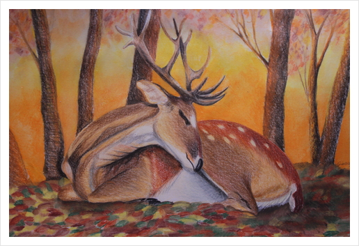 Autumnal deer Art Print by GiuliaLauren