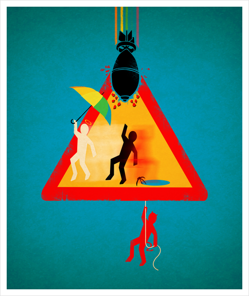 Beware of Falling Objects Art Print by dEMOnyo