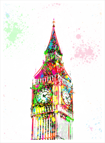 Big Ben - London - Pop Art - Paint Splatter - Digital Art Art Print by William Cuccio WCSmack