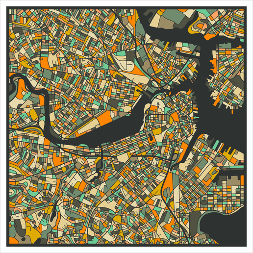 BOSTON MAP 2 Art Print by Jazzberry Blue