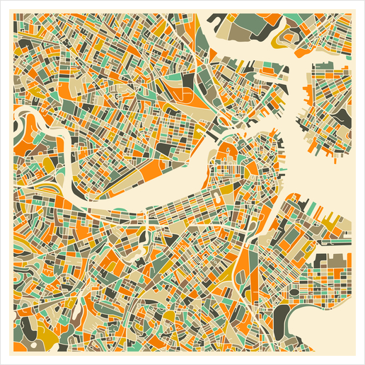 BOSTON MAP 1 Art Print by Jazzberry Blue