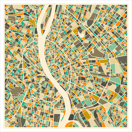 BUDAPEST MAP 1 Art Print by Jazzberry Blue