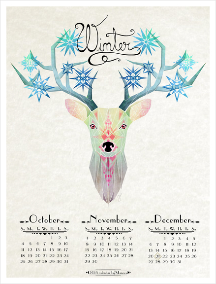 deer winter Art Print by Manoou