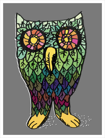 Happy Owl Art Print by Yann Tobey
