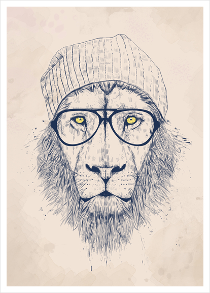 Cool lion Art Print by Balazs Solti