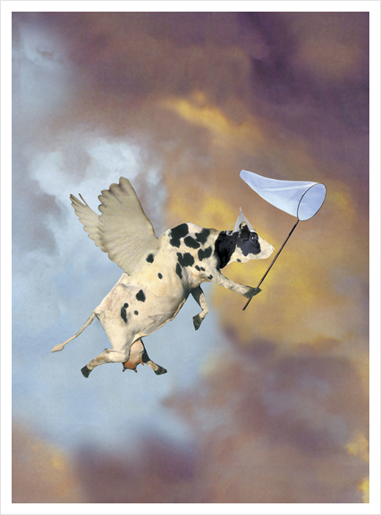 Crazy Cow Art Print by tzigone