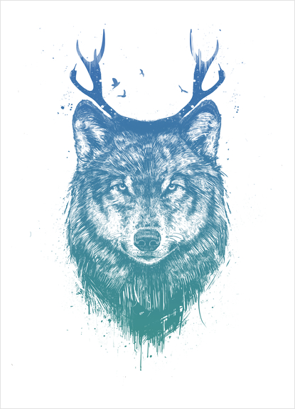 Deer wolf Art Print by Balazs Solti