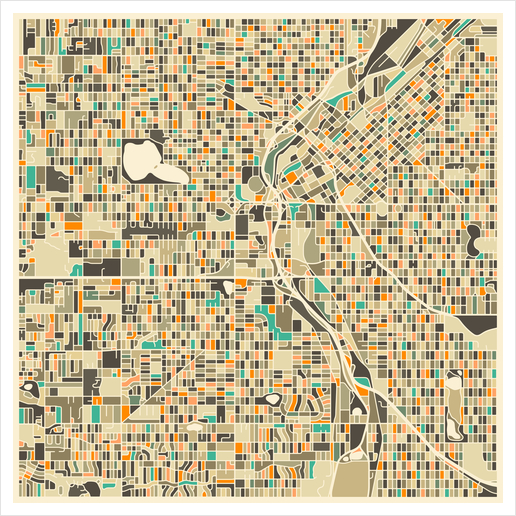 DENVER MAP 1 Art Print by Jazzberry Blue
