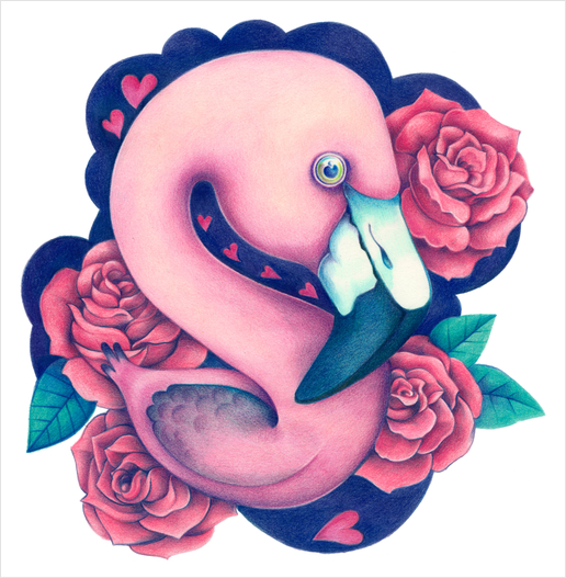 Heart Queen Flamingo Art Print by Anna Cannuzz Canavesi