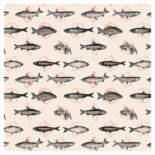 Fishes Repeat Art Print by Florent Bodart - Speakerine